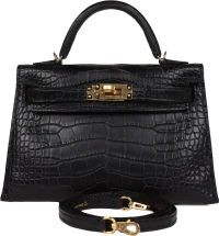 Hermes Kelly Sellier 20 Black Matte Alligator Gold Hardware Hermes Kelly Sellier 20 Black Matte Alligator Gold Hardware