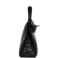 Hermes Kelly Sellier 20 Black Matte Alligator Gold Hardware Hermes Kelly Sellier 20 Black Matte Alligator Gold Hardware