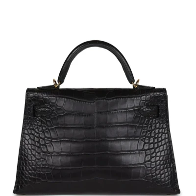 Hermes Kelly Sellier 20 Black Matte Alligator Gold Hardware Hermes Kelly Sellier 20 Black Matte Alligator Gold Hardware