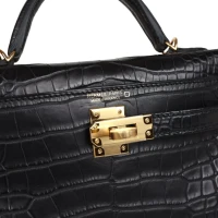 Hermes Kelly Sellier 20 Black Matte Alligator Gold Hardware Hermes Kelly Sellier 20 Black Matte Alligator Gold Hardware