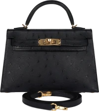 Hermes Kelly Sellier 20 Black Ostrich Gold Hardware Hermes Kelly Sellier 20 Black Ostrich Gold Hardware