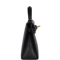Hermes Kelly Sellier 20 Black Ostrich Gold Hardware Hermes Kelly Sellier 20 Black Ostrich Gold Hardware