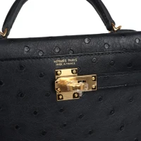 Hermes Kelly Sellier 20 Black Ostrich Gold Hardware Hermes Kelly Sellier 20 Black Ostrich Gold Hardware