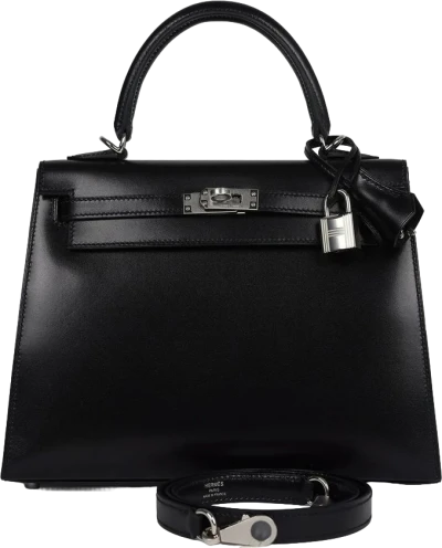 Hermes Kelly Sellier 25 Black Box Palladium Hardware Hermes Kelly Sellier 25 Black Box Palladium Hardware