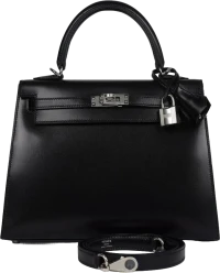 Hermes Kelly Sellier 25 Black Box Palladium Hardware Hermes Kelly Sellier 25 Black Box Palladium Hardware