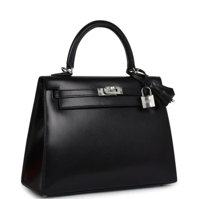 Hermes Kelly Sellier 25 Black Box Palladium Hardware Hermes Kelly Sellier 25 Black Box Palladium Hardware