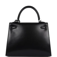 Hermes Kelly Sellier 25 Black Box Palladium Hardware Hermes Kelly Sellier 25 Black Box Palladium Hardware