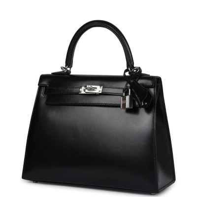 Hermes Kelly Sellier 25 Black Box Palladium Hardware Hermes Kelly Sellier 25 Black Box Palladium Hardware