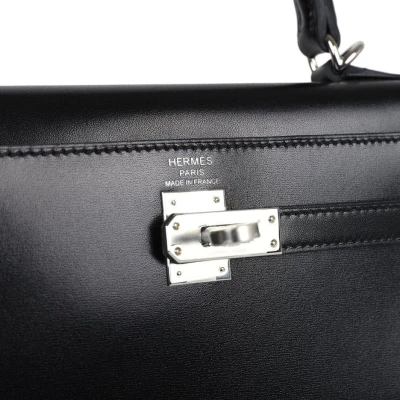 Hermes Kelly Sellier 25 Black Box Palladium Hardware Hermes Kelly Sellier 25 Black Box Palladium Hardware
