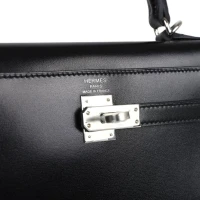 Hermes Kelly Sellier 25 Black Box Palladium Hardware Hermes Kelly Sellier 25 Black Box Palladium Hardware