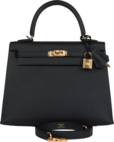 Hermes Kelly Sellier 25 Black Epsom Gold Hardware Hermes Kelly Sellier 25 Black Epsom Gold Hardware