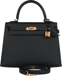 Hermes Kelly Sellier 25 Black Epsom Gold Hardware Hermes Kelly Sellier 25 Black Epsom Gold Hardware