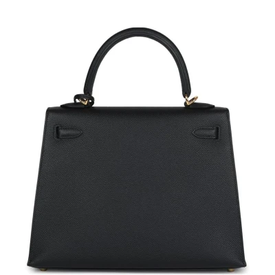 Hermes Kelly Sellier 25 Black Epsom Gold Hardware Hermes Kelly Sellier 25 Black Epsom Gold Hardware