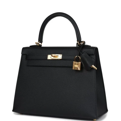Hermes Kelly Sellier 25 Black Epsom Gold Hardware Hermes Kelly Sellier 25 Black Epsom Gold Hardware