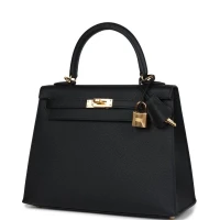 Hermes Kelly Sellier 25 Black Epsom Gold Hardware Hermes Kelly Sellier 25 Black Epsom Gold Hardware