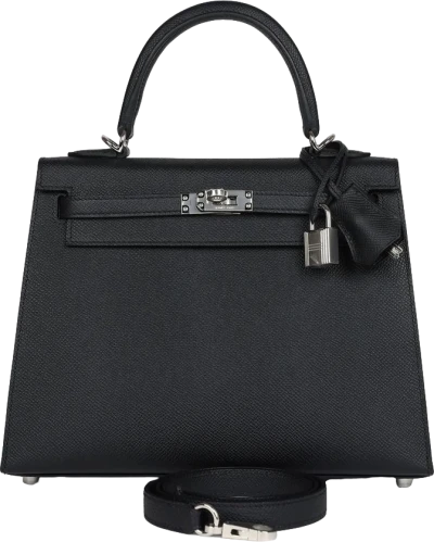 Hermes Kelly Sellier 25 Black Epsom Palladium Hardware Hermes Kelly Sellier 25 Black Epsom Palladium Hardware