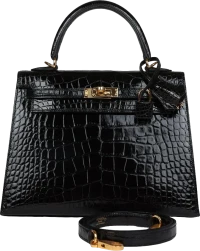 Hermes Kelly Sellier 25 Black Shiny Alligator Gold Hardware Hermes Kelly Sellier 25 Black Shiny Alligator Gold Hardware