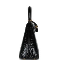 Hermes Kelly Sellier 25 Black Shiny Alligator Gold Hardware Hermes Kelly Sellier 25 Black Shiny Alligator Gold Hardware