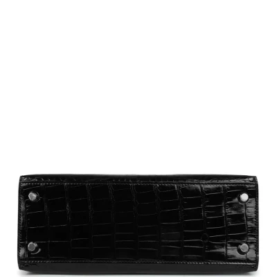 Hermes Kelly Sellier 25 Black Shiny Alligator Gold Hardware Hermes Kelly Sellier 25 Black Shiny Alligator Gold Hardware