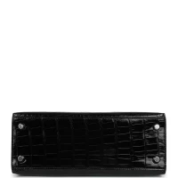 Hermes Kelly Sellier 25 Black Shiny Alligator Gold Hardware Hermes Kelly Sellier 25 Black Shiny Alligator Gold Hardware