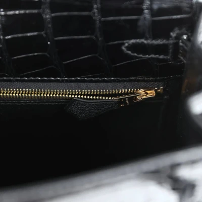 Hermes Kelly Sellier 25 Black Shiny Alligator Gold Hardware Hermes Kelly Sellier 25 Black Shiny Alligator Gold Hardware