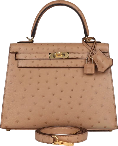 Hermes Kelly Sellier 25 Chai Ostrich Gold Hardware Hermes Kelly Sellier 25 Chai Ostrich Gold Hardware