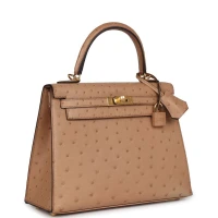 Hermes Kelly Sellier 25 Chai Ostrich Gold Hardware Hermes Kelly Sellier 25 Chai Ostrich Gold Hardware