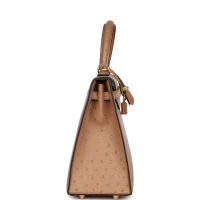Hermes Kelly Sellier 25 Chai Ostrich Gold Hardware Hermes Kelly Sellier 25 Chai Ostrich Gold Hardware