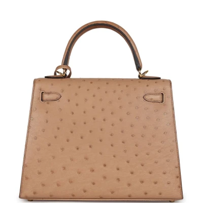 Hermes Kelly Sellier 25 Chai Ostrich Gold Hardware Hermes Kelly Sellier 25 Chai Ostrich Gold Hardware