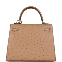 Hermes Kelly Sellier 25 Chai Ostrich Gold Hardware Hermes Kelly Sellier 25 Chai Ostrich Gold Hardware