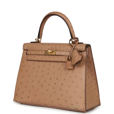 Hermes Kelly Sellier 25 Chai Ostrich Gold Hardware Hermes Kelly Sellier 25 Chai Ostrich Gold Hardware