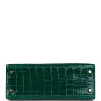 Hermes Kelly Sellier 25 Emerald Shiny Alligator Gold Hardware