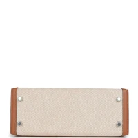 Hermes Kelly Sellier 25 Gold Swift and Ecru Toile Palladium Hardware Hermes Kelly Sellier 25 Gold Swift and Ecru Toile Palladium Hardware