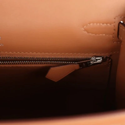 Hermes Kelly Sellier 25 Gold Swift and Ecru Toile Palladium Hardware Hermes Kelly Sellier 25 Gold Swift and Ecru Toile Palladium Hardware