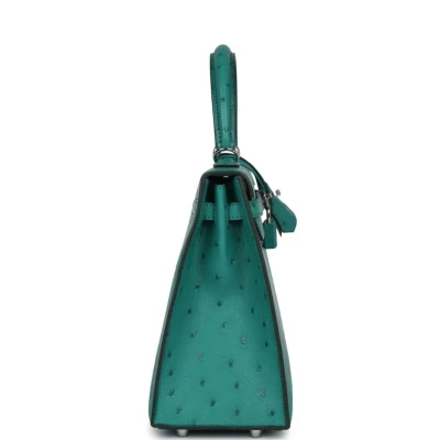 Hermes Kelly Sellier 25 Vert Verone Ostrich Palladium Hardware Hermes Kelly Sellier 25 Vert Verone Ostrich Palladium Hardware