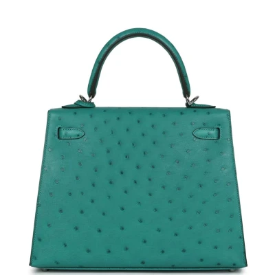 Hermes Kelly Sellier 25 Vert Verone Ostrich Palladium Hardware Hermes Kelly Sellier 25 Vert Verone Ostrich Palladium Hardware
