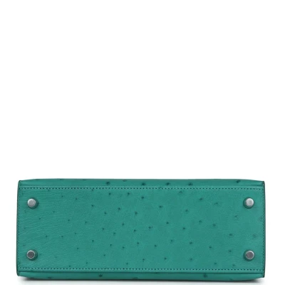 Hermes Kelly Sellier 25 Vert Verone Ostrich Palladium Hardware Hermes Kelly Sellier 25 Vert Verone Ostrich Palladium Hardware