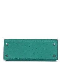 Hermes Kelly Sellier 25 Vert Verone Ostrich Palladium Hardware Hermes Kelly Sellier 25 Vert Verone Ostrich Palladium Hardware