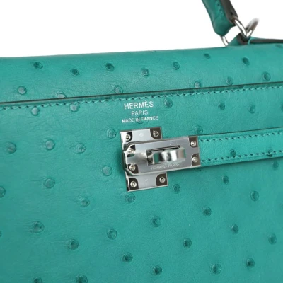 Hermes Kelly Sellier 25 Vert Verone Ostrich Palladium Hardware Hermes Kelly Sellier 25 Vert Verone Ostrich Palladium Hardware
