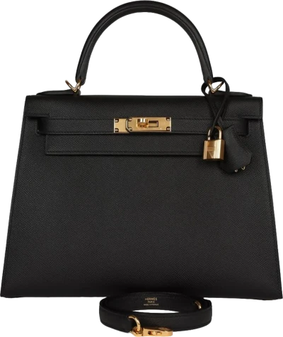 Hermes Kelly Sellier 28 Black Epsom Gold Hardware Hermes Kelly Sellier 28 Black Epsom Gold Hardware