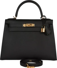 Hermes Kelly Sellier 28 Black Epsom Gold Hardware Hermes Kelly Sellier 28 Black Epsom Gold Hardware