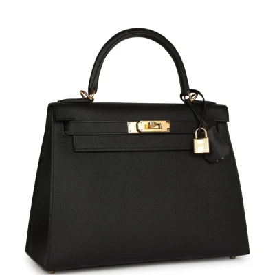 Hermes Kelly Sellier 28 Black Epsom Gold Hardware Hermes Kelly Sellier 28 Black Epsom Gold Hardware