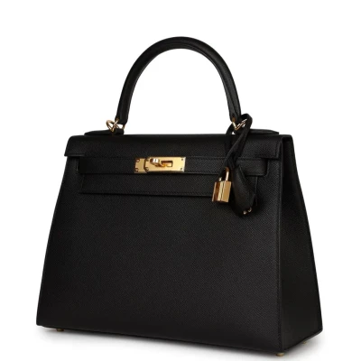 Hermes Kelly Sellier 28 Black Epsom Gold Hardware Hermes Kelly Sellier 28 Black Epsom Gold Hardware