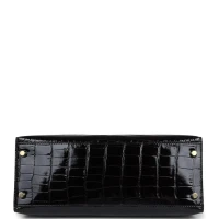Hermes Kelly Sellier 28 Black Shiny Alligator Gold Hardware Hermes Kelly Sellier 28 Black Shiny Alligator Gold Hardware