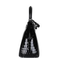 Hermes Kelly Sellier 28 Black Shiny Niloticus Crocodile Palladium Hardware Hermes Kelly Sellier 28 Black Shiny Niloticus Crocodile Palladium Hardware