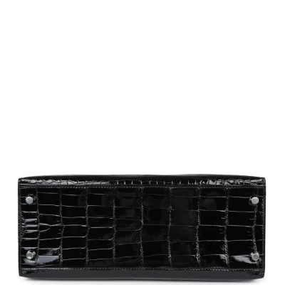 Hermes Kelly Sellier 28 Black Shiny Niloticus Crocodile Palladium Hardware Hermes Kelly Sellier 28 Black Shiny Niloticus Crocodile Palladium Hardware
