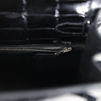 Hermes Kelly Sellier 28 Black Shiny Niloticus Crocodile Palladium Hardware Hermes Kelly Sellier 28 Black Shiny Niloticus Crocodile Palladium Hardware