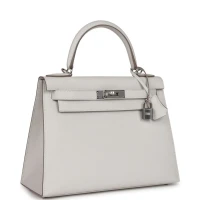 Hermes Kelly Sellier 28 Gris Pale Epsom Palladium Hardware Hermes Kelly Sellier 28 Gris Pale Epsom Palladium Hardware