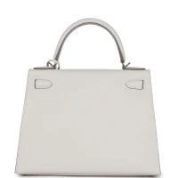 Hermes Kelly Sellier 28 Gris Pale Epsom Palladium Hardware Hermes Kelly Sellier 28 Gris Pale Epsom Palladium Hardware