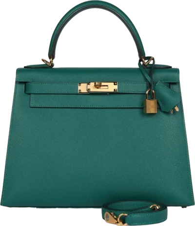 Hermes Kelly Sellier 28 Malachite Epsom Gold Hardware Hermes Kelly Sellier 28 Malachite Epsom Gold Hardware